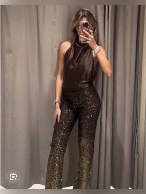 🔥🔥Zara Sequin Flared Pants - Elegant Evening Style